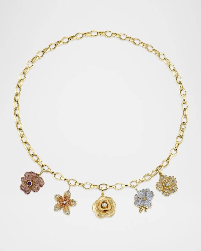 Multi Rose Charm Necklace